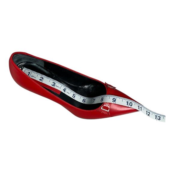 Marc Jacobs Red Leather Heels Size 8 Made in Italy Silver Accent Vintage Style - Picture 15 of 16